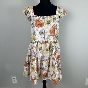 Lottie & Holly Dress Womens Large Floral Tiered Ruffle Sleeve Loose Flowy Boho